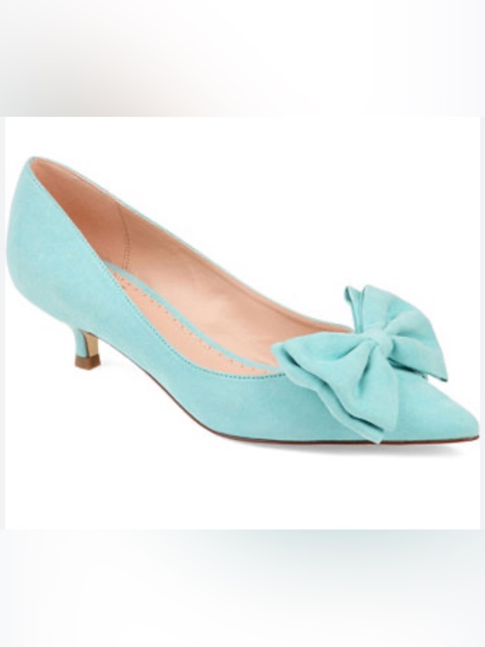 Journee Collection Orana Mint Bow Pointed Toe Kitten Heels - Size 7.5 (NIB)
